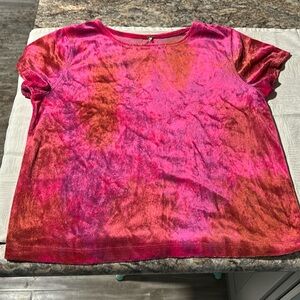 Free people xl pink/purple/orange tie dye velvet top